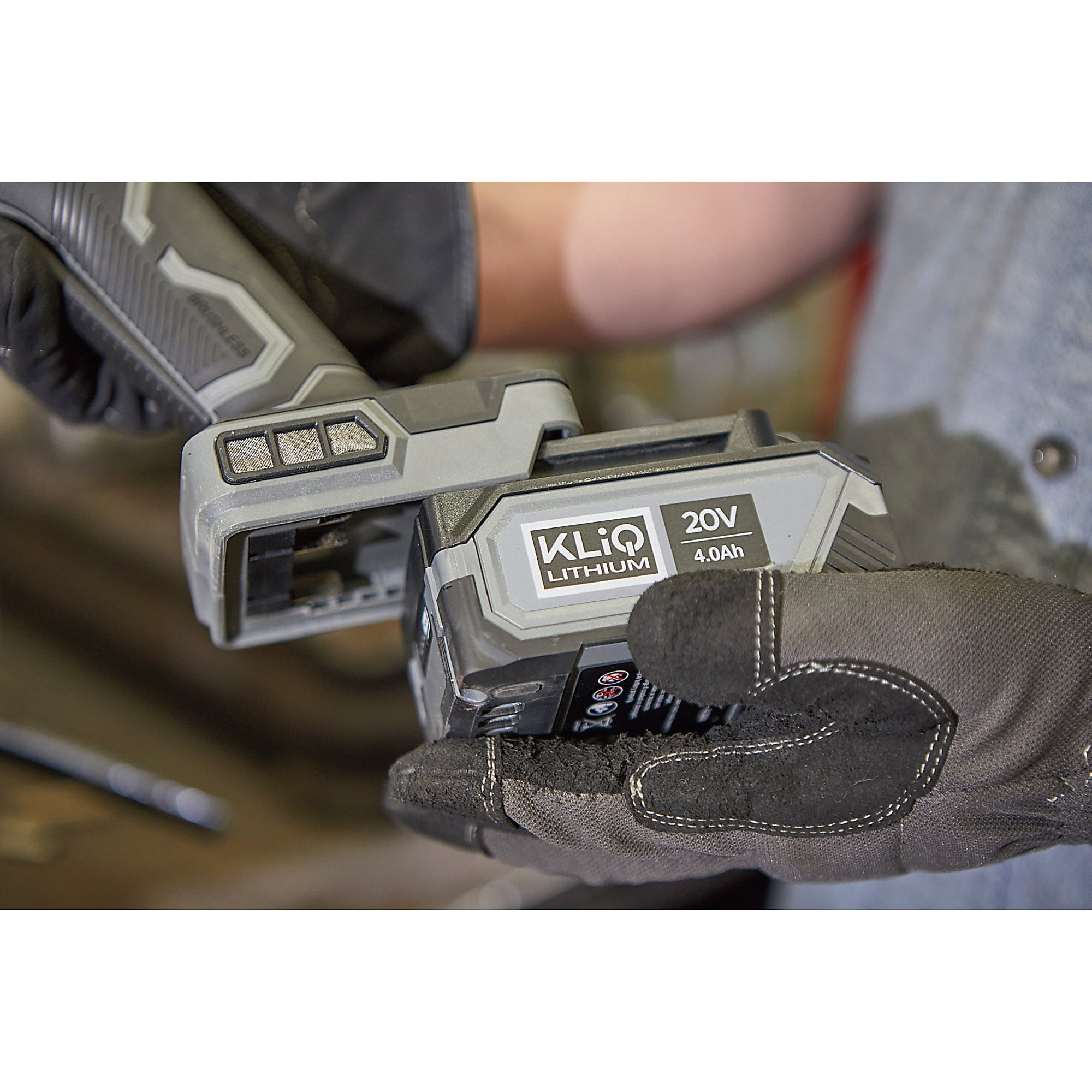 Klutch 4-1/2in./5in. Angle Grinder, KLiQ 20V, Paddle Switch, 8500 RPM, Brushless, Cordless, Bare Tool