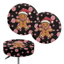ZIATUBLE Christmas Gingerbread Man Stool Cushion Covers Round Bar Stool Covers Set of 2 Piece Chair Seat Cushion Slipcover Dustproof Soft Bar Stool Seat Cover Size S Daily Decor