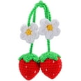 thumbnail image 4 of Happon 2 Pcs Car Mirror Accessories,Cute Strawberry Car Hanging Ornament for Car Rearview Mirror Decor Crochet Car Mirror Hanging Charms Accessories Flower Hand Knitted Strawberry Car Decor for Women, 4 of 8