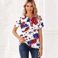 thumbnail image 4 of Women's 250th Anniversary USA Shirt V-Neck Button Patriotic Star Print Short Sleeve T-Shirts Independence Day Top, 4 of 5