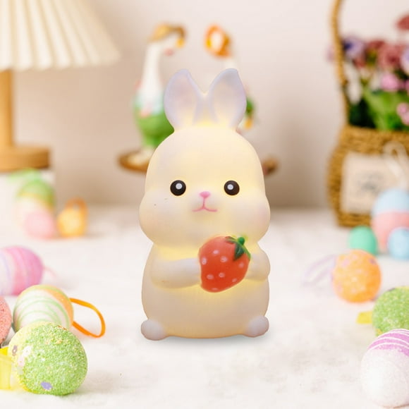 PEONAVET Plastics rabbit Easter Night Lamp Bedroom Sleeping Lamp Bunny Lamp Soft Warm Light Eye Care Ambient Light Ornament Small Table Lamp