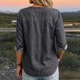 thumbnail image 6 of Kadlawus Long Sleeve Loose V Neck Denim Button Down Shirt Women Fall Casual Basic Pullover Tops Soft Stretchy Comfort Commute Travel Home Daily Wear, Black XL, 6 of 7