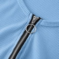 thumbnail image 4 of cocolona Womens Summer Trendy Tops V Neck Zipper Short Sleeve Shirts Dressy Casual Solid Color Blouses, 4 of 6