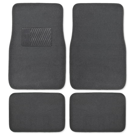 BDK Premium 4 Piece Set of Carpet Car Floor Mats with Vinyl Safety Heel Pad for Car, Truck, SUV, Coupe Sedan, Black (MT-100-BK) Pack of 1