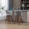 thumbnail image 6 of Taiweny Counter Height Bar Stools Set of 2, 27” Velvet Tufted 360-Degree Swivel Barstools with Back & Footrest, Modern Upholstered Bar Chairs for Kitchen Counter/Cafe, Grey, 6 of 12