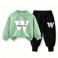 thumbnail image 2 of Mifsaly Boys Girls 2 Piece Tracksuit Sets Letter Print Long Sleeve Crewneck Sweatshirt and Joggers Pants Soft Cotton Outdoor Fall Winter Kids Matching Outfits, 2 of 5