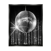 Stupell Industries Black Disco Ball Literature & Flim Photography Black Floater Framed Canvas Art Print Wall Art, 25 x 31
