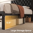 thumbnail image 6 of Lifezone Upholstered Bed Frame with Headboard, Full, Metal Support, No Box Spring Needed, Black, 6 of 8