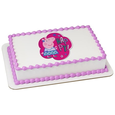 1 4 Sheet Peppa Pig Happy Edible Cake Image Topper Walmart Com