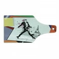 thumbnail image 1 of Eiffel Tower Cutting Board, Girl Walking in the Streets of Paris Sketch Style Romantic Eiffel Tower Image, Decorative Tempered Glass Cutting and Serving Board, Wine Bottle Shape, Orange, by Ambesonne, 1 of 1