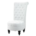 thumbnail image 2 of AVAWING Boucle High-back Chair, Retro Royal Armless Chair, Button-Tufted Throne Chair, Living Room Chair, Accent Chair with Solid Wood Legs, White, 2 of 8