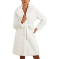 thumbnail image 1 of Abrigo largo de invierno INSPIRE CHIC para mujer, con cinturón, solapa, frente abierto, abrigo de piel sintética esponjosa, M blanco, 1 of 1