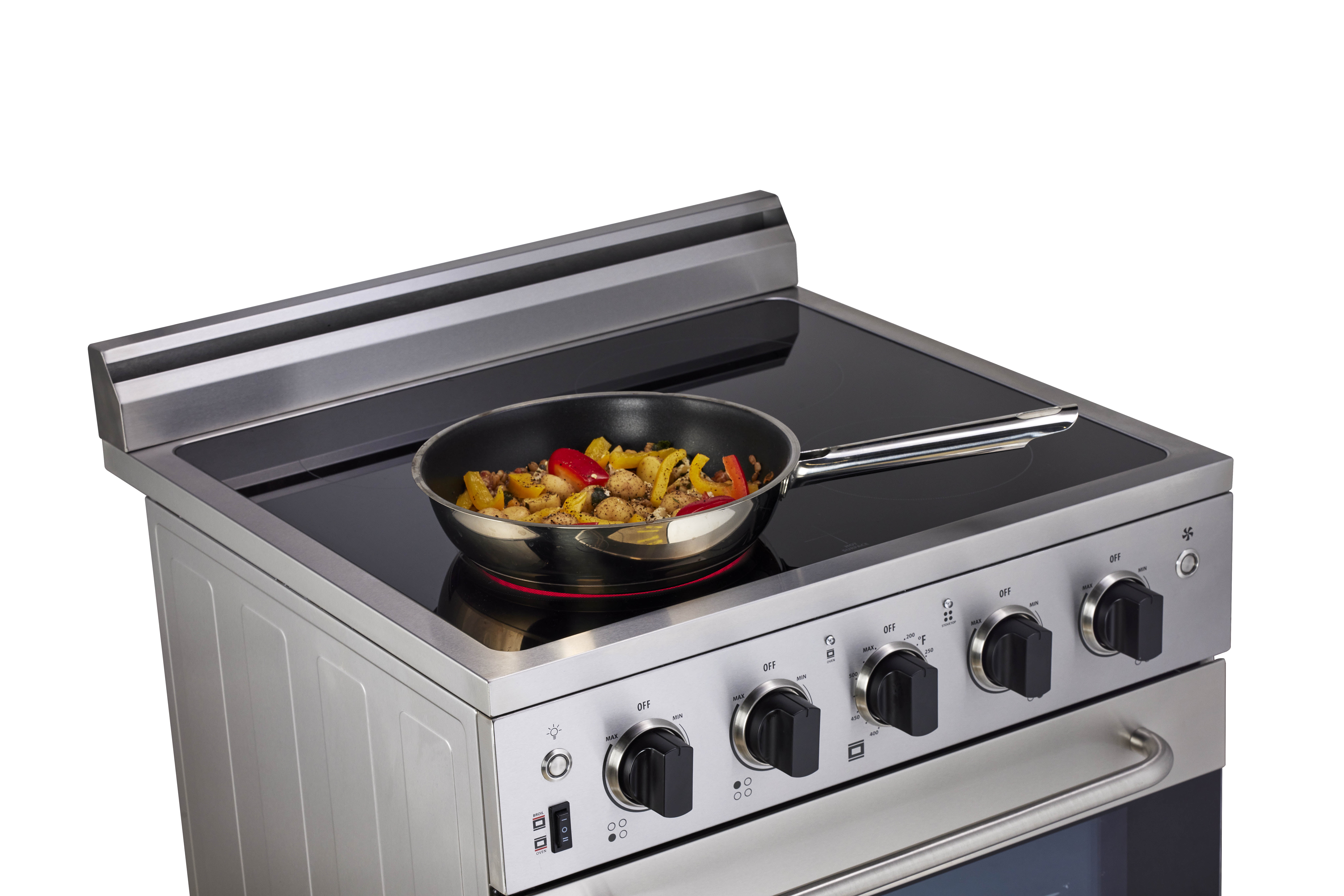 Unique Prestige 24" 2.3 cu/ft Freestanding Electric Range with Convection Oven in Stainless Steel