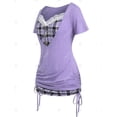 thumbnail image 2 of Camiseta Cuello Redondo a Cuadros Tamaño Plus Rosegal Camisetas tallas grandes, 2 of 5