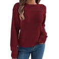 thumbnail image 2 of Sweaters for Women 2025 Fall Winter Long Sleeve Crewneck Hollow Out Knitted Jumper Top Womens Pullover Sweaters, 2 of 7