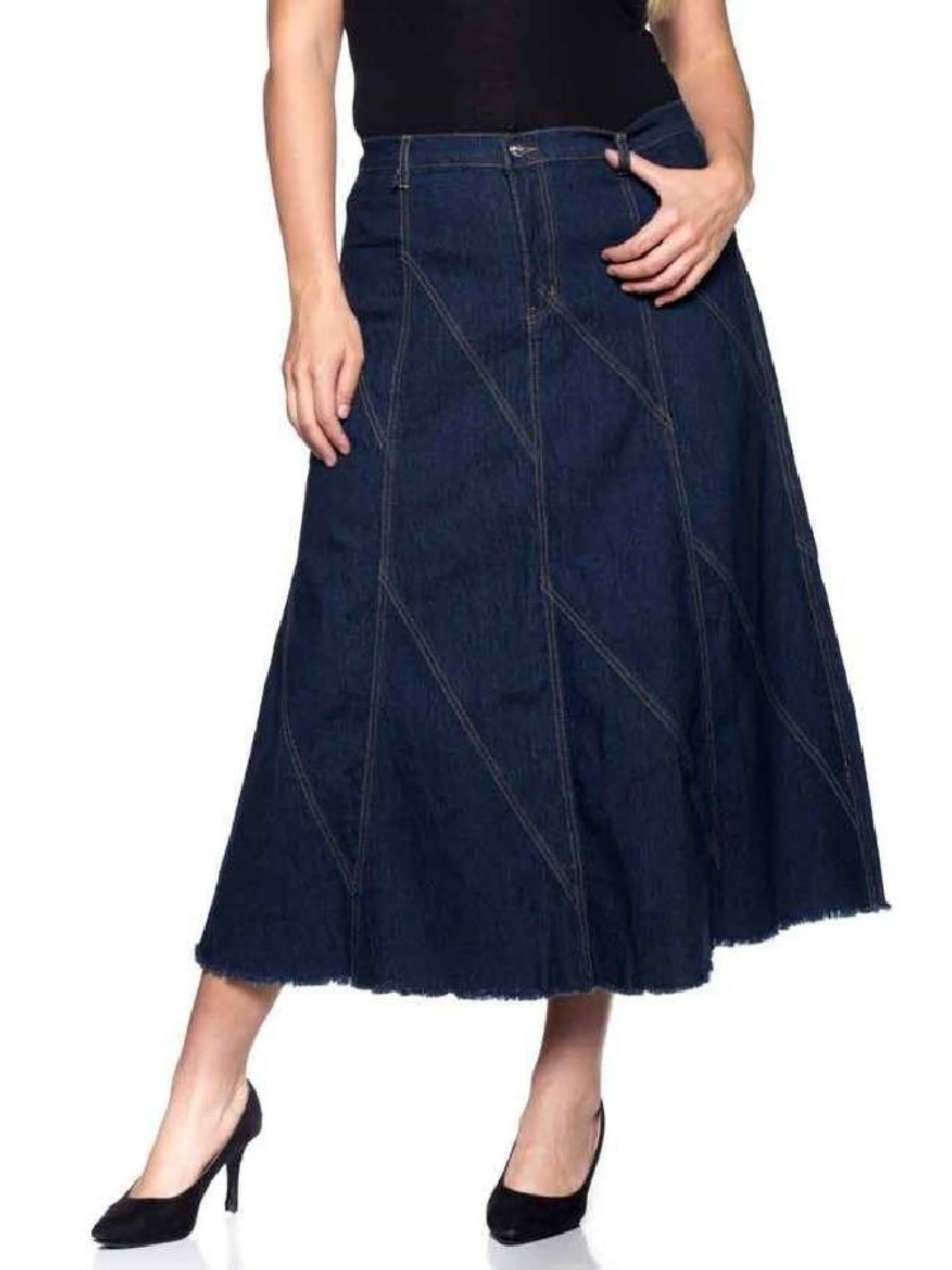Long denim skirts for women