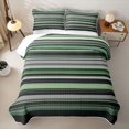 thumbnail image 2 of Castle Fairy Hippie Horizontal Stripe Quilt Full 3-Piece,Bohemian Line Full Bedspread Sets,Sage Charcoal White,1 Coverlet and 2 Pillowcases, 2 of 7