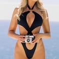 thumbnail image 2 of Gibobby Women Two Piece Bikini Swimsuit Sexy Bathing Suits Halter Triangle Tops String Bikini Sets(Black,XL), 2 of 9