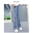 thumbnail image 3 of 2024 Casual Style Jeans For Girl Teenage Clothes Elastic High Waist Denim Wide Leg Pants Spring Big Kids Straight Trousers 5-14Y, 3 of 6