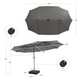thumbnail image 3 of Costway 15Ft Patio Double-Sided Solar LED Market Umbrella Crank 36 Lights Base Grey, 3 of 10