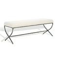 thumbnail image 5 of SAFAVIEH Couture Janeen Solid Boucle Modern Bench with Metal Frame, Ivory/Black, 5 of 11