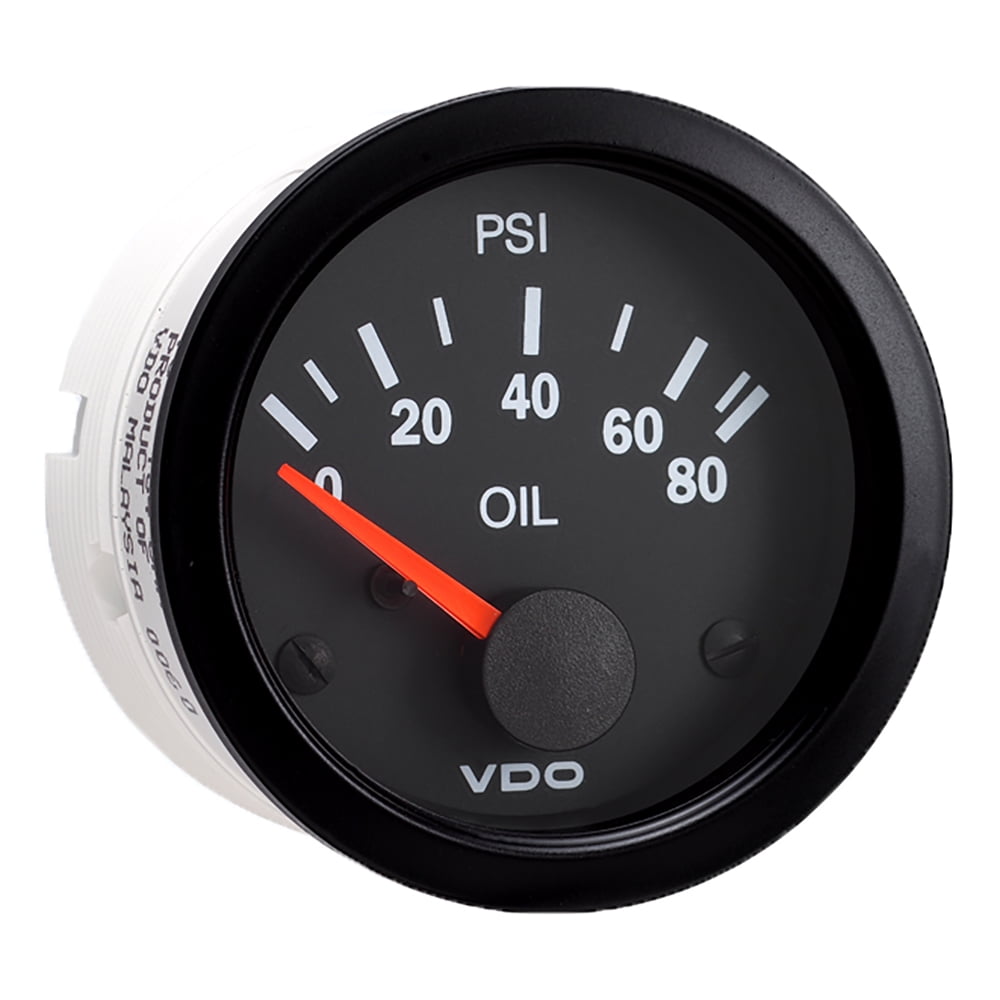VDO VISION BLACK 80 PSI OIL PRESSURE GAUGE, USE WITH VDO