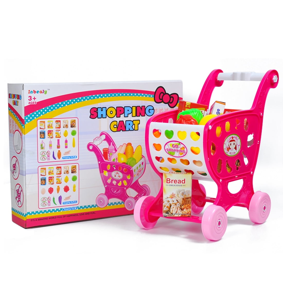 19Pcs Children Shopping Cart Toys Set Pretend & Play Baby Kids Home