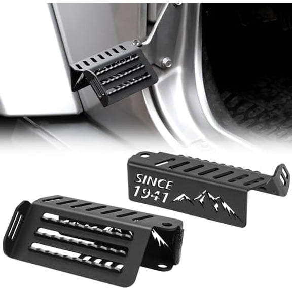 Foot Pegs Doors Off fit for Jeep Wrangler JK JL & Gladiator JT 2007-2025, 120° Door Hinge & Raised Texture Foot Pegs Fits for Jeep Wrangler JL JK Gladiator JT Accessories$$Vehicle Parts & Accessories