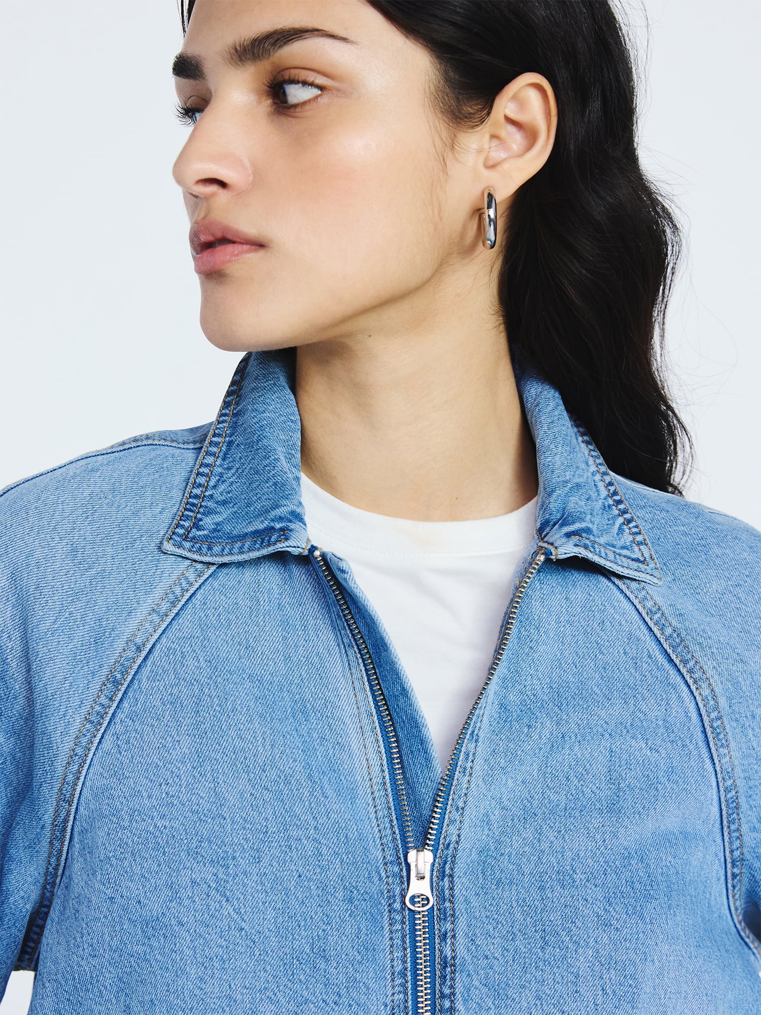 Scoop Women's and Women's Plus Denim Bomber Jacket, Midweight, Sizes XS-4X