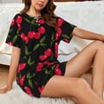 thumbnail image 4 of Honeii Cherry for Women's Summer Pajama Set featuring Soft Short Sleeve Shirt & Matching Bottoms with Convenient Pockets for Relaxed Home Wear-3X-Large, 4 of 6