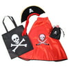 Kids Red Pirate Skull Dress Up Costume Accessory Set, Includes red pirate cape, pirate hat, pirate treat tote bag and pirate unfilled favor bag By Making Believe Ship from US