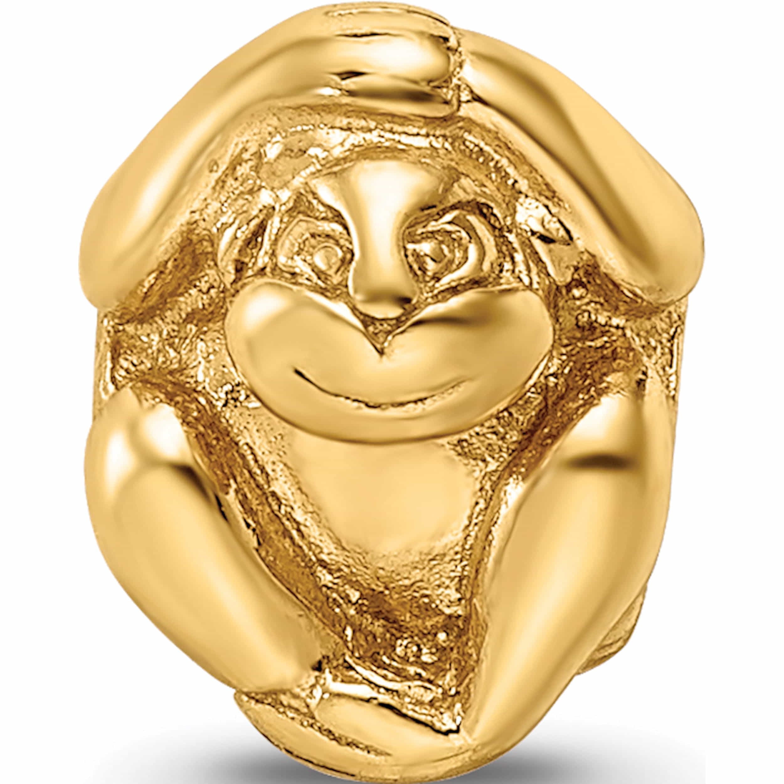 Yellow Sterling Silver Jewelry Themed Beads Solid 8.18 mm 10.91 mm Gold-Reflections Monkey Bead 