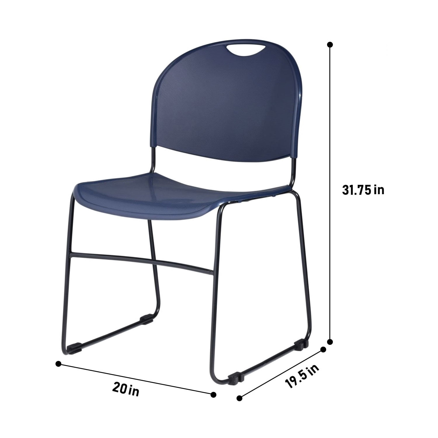 Hampden Furnishings Naomi Collection Basics Plastic/Steel Stack Chair, Navy Blue, 2 pack