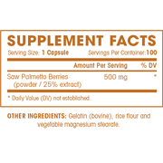 1000mg Saw Palmetto - 100 Capsules - Extract + Berry Powder | Maximum Strength Supplement to Promote Prostate Heath | Reduce Frequent Urination and Block DHT Related Hair Loss Naturally