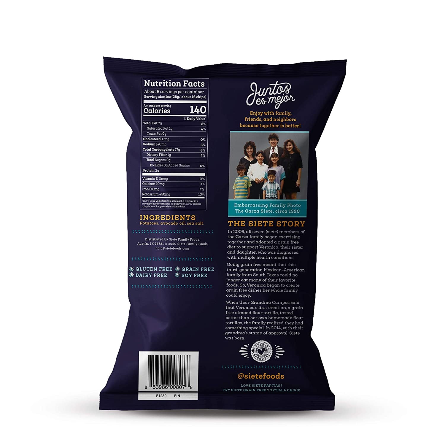Siete Grain Free Kettle Cooked Potato Chips, Gluten-Free, Paleo, Vegan, Non-GMO, Variety Pack, 5.5 oz Bags, (Pack of 8)