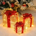 thumbnail image 4 of Tyidzon 3Pcs Christmas Lighted Gift Boxes, Christmas Decorations Presents Boxes with Ribbon Bows Christmas Decorations for Xmas Tree, Yard, Home, Indoor Outdoor Holiday Decor, 4 of 7