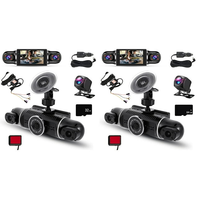 VONKY 4 Channel Vehicle Camera Car DVR Video Recorder Driving Recorder DVR Dash Cam 360° Rotatable Camera 32GB