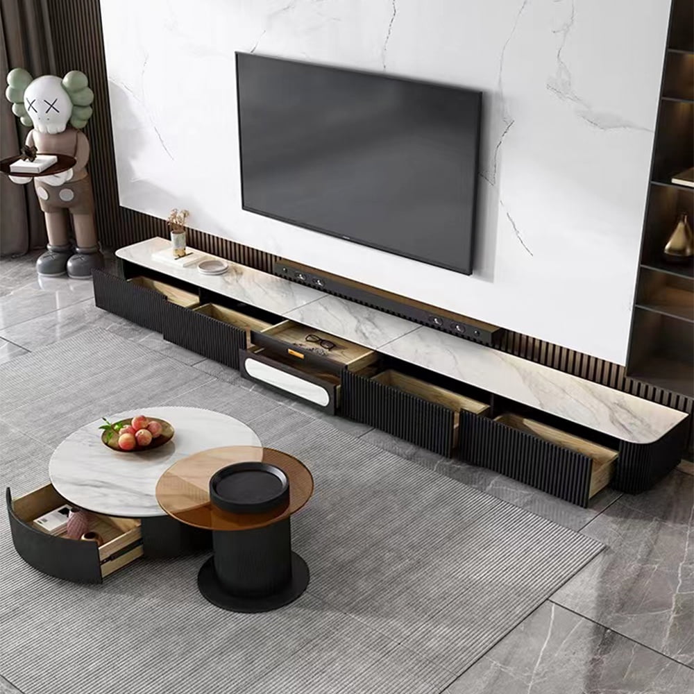 POVISON 102'' Modern TV Stand for Projector, Sintered Stone