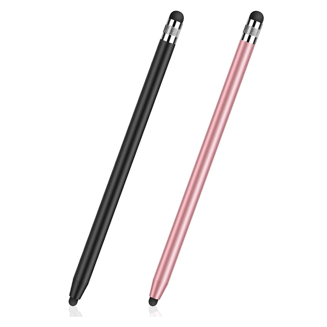 Lápiz óptico universal para tableta (negro + oro rosa) para pantalla táctil, lápiz óptico capacitivo 2 en 1 para iPhone/iPad/Pro/Mini/Air/Samsung/Tablet