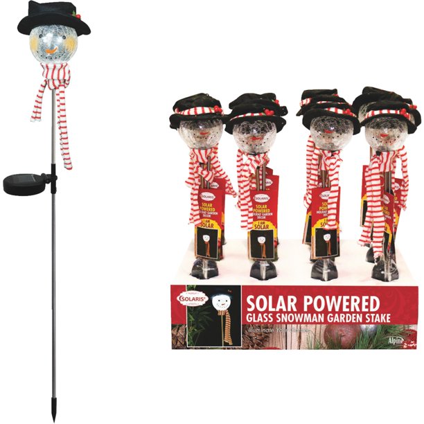 Solaris 33 In. LED Solar Snowman Holiday Garden Stake SLL888BB-12 Pack