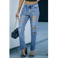 thumbnail image 4 of Women's Sky Blue Buttoned Pockets Distressed Jeans, 4 of 21