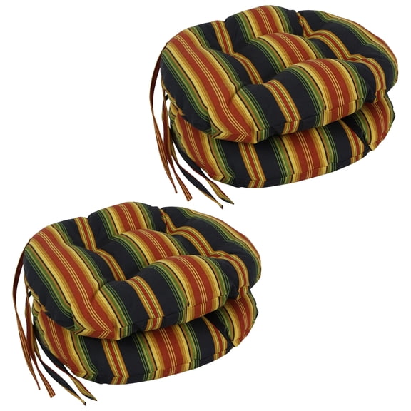Blazing Needles 16-inch Round Tufted Indoor/Outdoor Chair Cushions (Set of 4) - 16" Lyndhurst Raven