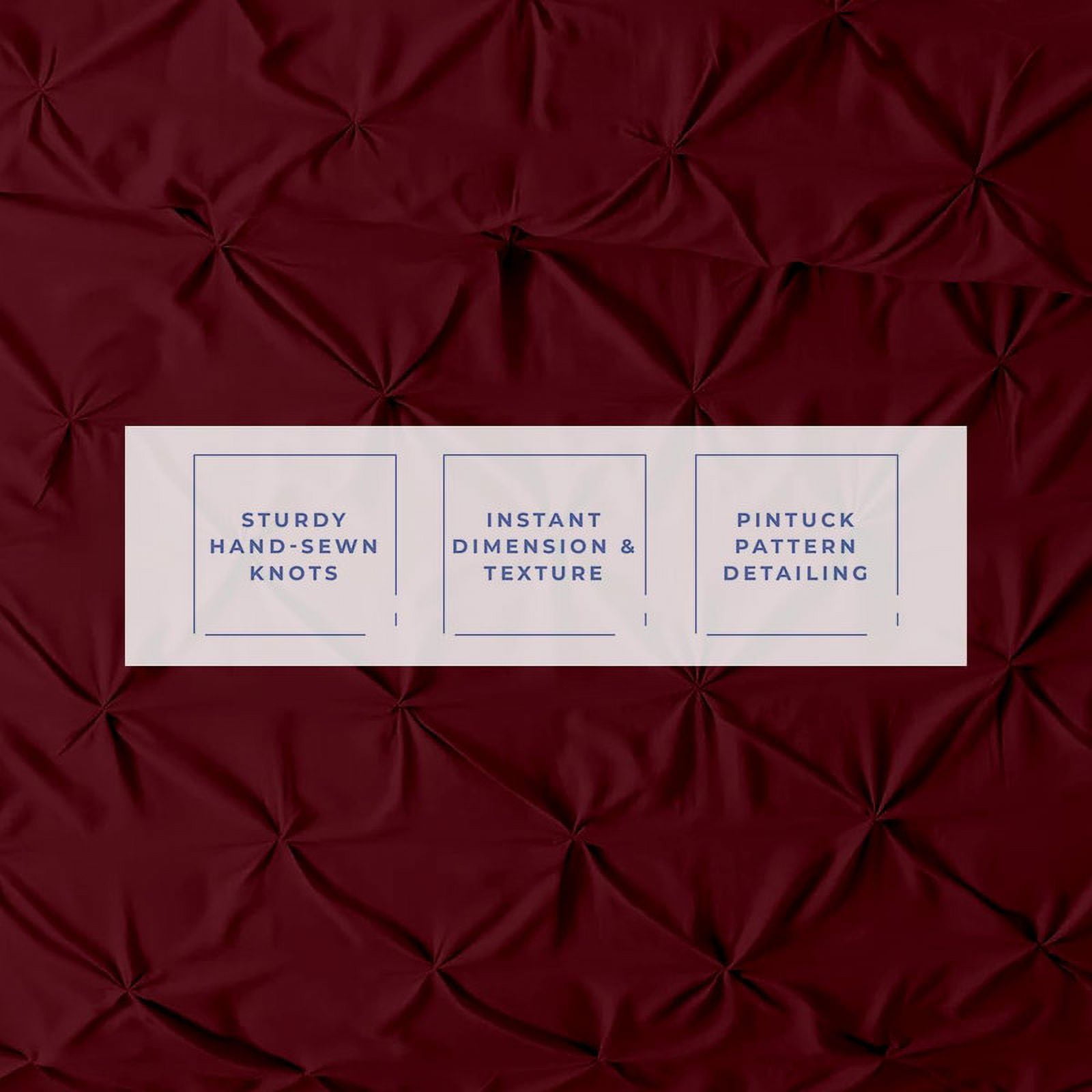 Kotton Culture 600TC Pinch Pleated Duvet Cover, 100% Egyptian Cotton (Burgundy, Queen/Full, 1 Piece)