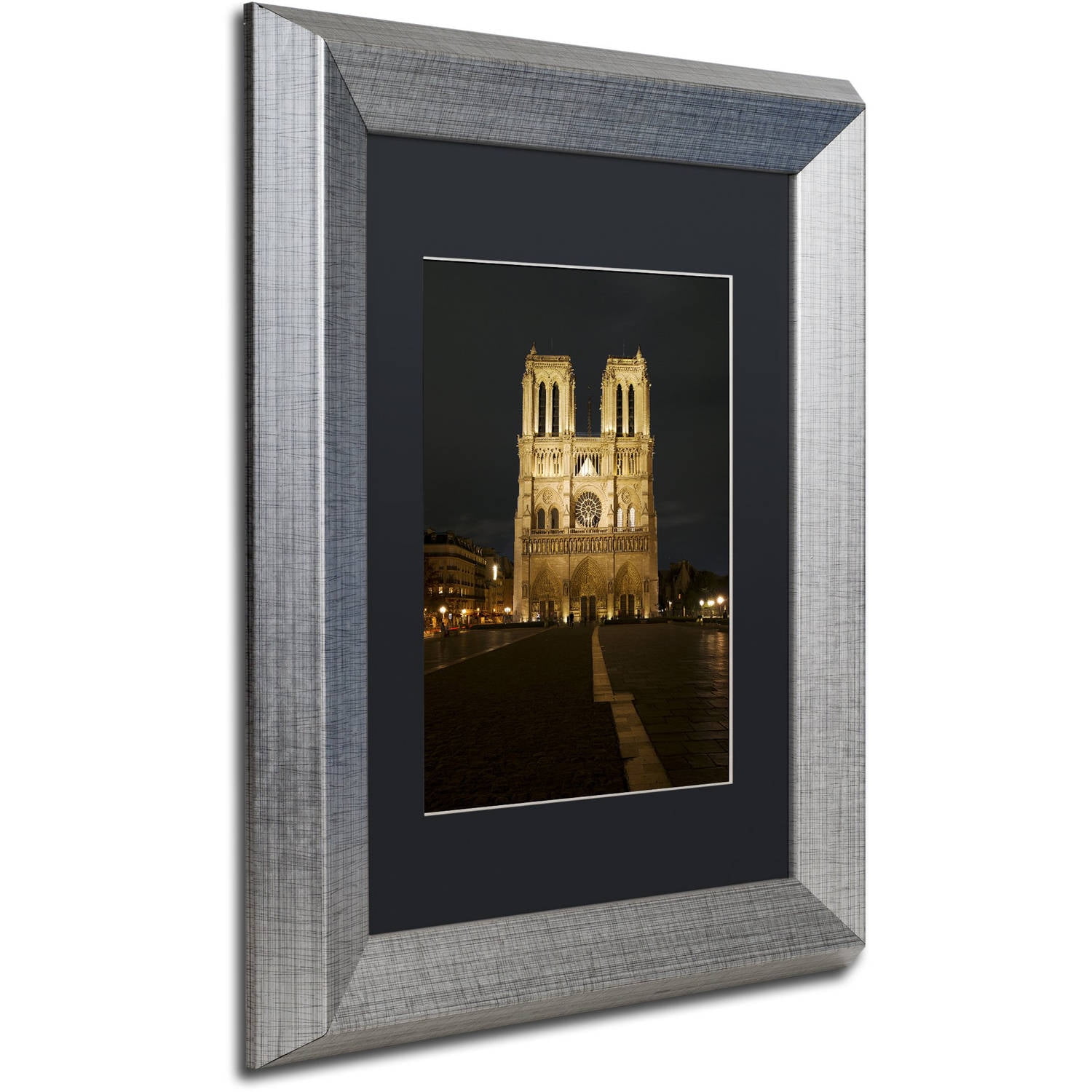 Trademark Fine Art "Notre-Dame de Paris" Canvas Art by Michael Blanchette Photography Black Matte, Silver Frame