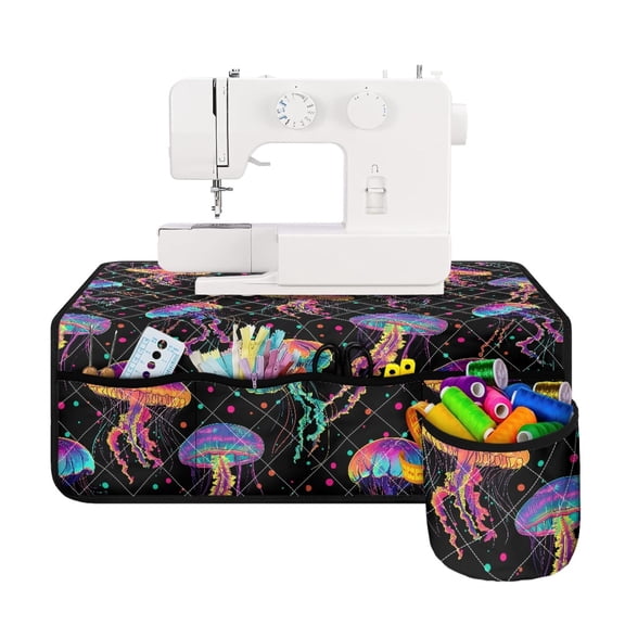 HELLHERO Sewing Machine Mat Storage Pockets Fabric Polyester Beautiful & Practical Fusion for Most Sewing Machine Table, Christmas