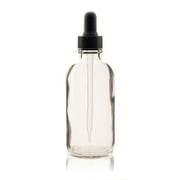 4 oz CLEAR Boston Round Glass Bottle - w/Glass Dropper - pack of 8