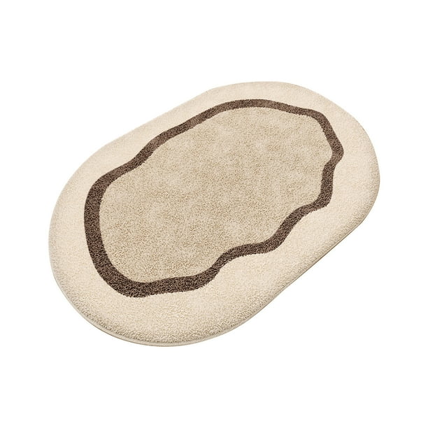 Yhmxh Alfombrillas de baño para baño Felpudo de entrada de imitación de lana de oveja de color crema para baño. Absorbe el agua, es antideslizante y es ideal para usar en la ducha o el baño.