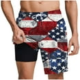 thumbnail image 2 of Axiiglly Mens Shorts 4th of July Swim Trunks Independence Day Bathing Suit Patriotic Casual Plus Size Shorts with Liner Flag Print Elastic Waist Board Shorts, 2 of 6
