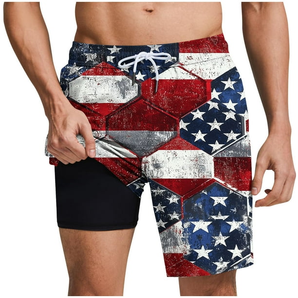 Pantalones Cortos para Hombre Cintura Elástica con Bolsillos, Forro de Impresión de Moda Casual para la Playa, Al Aire Libre Y el Uso Diario