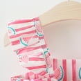 thumbnail image 5 of Rydcot Ruffled Strawberry Print Dress - Toddler Baby Kids Girls Floral Ruched Bow Watermelon Princess Dress Clothes Hat Straw Sun Hat Outdoor, 5 of 9
